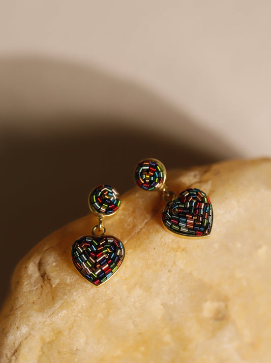 Multi Color Heart Drop Earrings