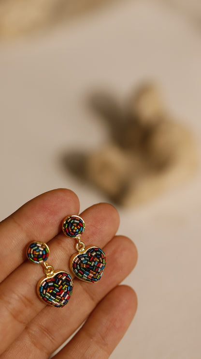 Multi Color Heart Drop Earrings