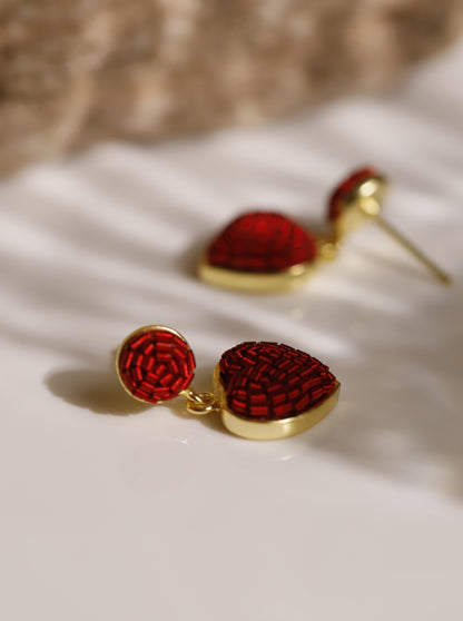 Red heart Drop Earrings