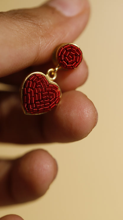 Red heart Drop Earrings