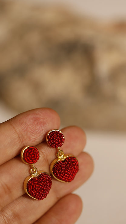 Red heart Drop Earrings