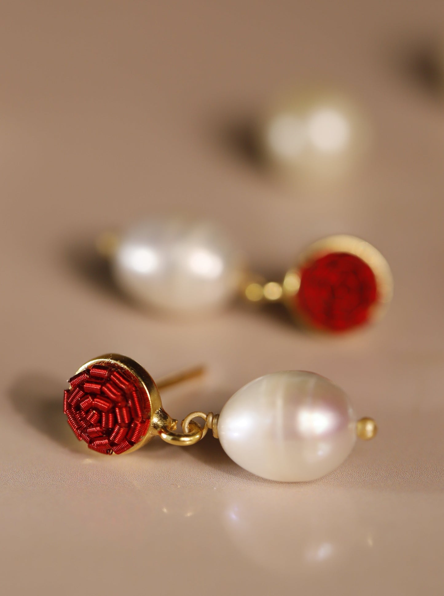 Red with Pearl Drops